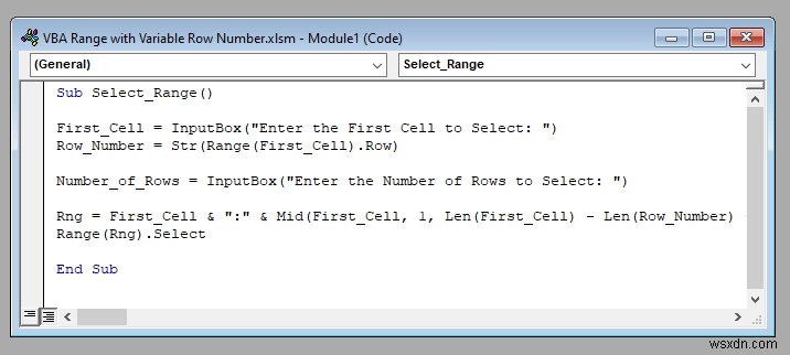 ช่วง VBA ที่มีหมายเลขแถวตัวแปรใน Excel (4 ตัวอย่าง)