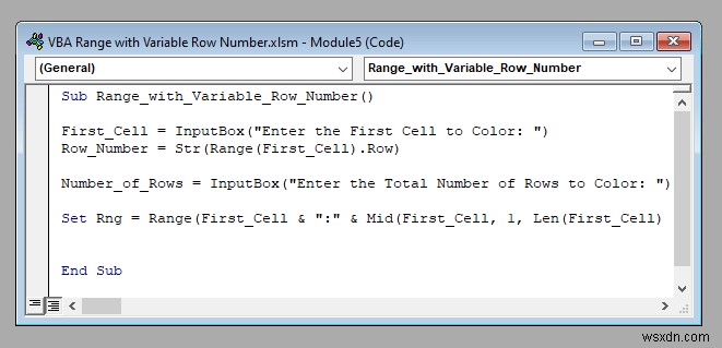 ช่วง VBA ที่มีหมายเลขแถวตัวแปรใน Excel (4 ตัวอย่าง)