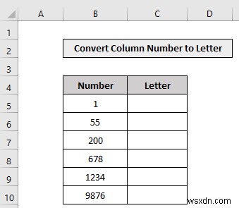 วิธีการแปลงหมายเลขคอลัมน์เป็นตัวอักษรใน Excel (3 วิธี)