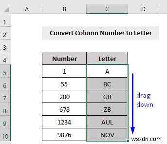 วิธีการแปลงหมายเลขคอลัมน์เป็นตัวอักษรใน Excel (3 วิธี)