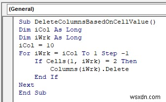 มาโคร VBA เพื่อลบคอลัมน์ตามเกณฑ์ใน Excel (8 ตัวอย่าง)