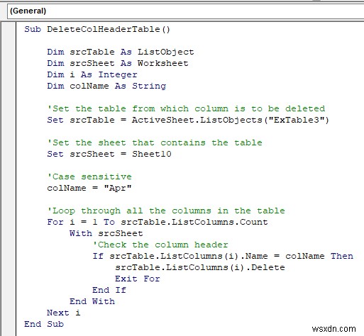 มาโคร VBA เพื่อลบคอลัมน์ตามเกณฑ์ใน Excel (8 ตัวอย่าง)