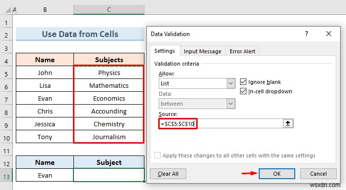 สร้างรายการแบบหล่นลงของ Excel จากตาราง (5 ตัวอย่าง)