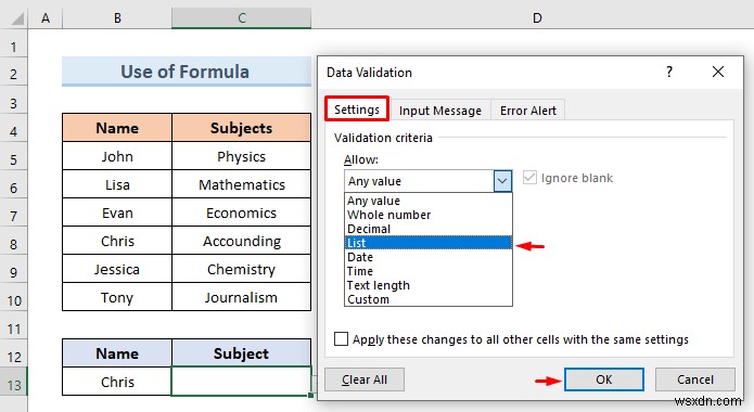 สร้างรายการแบบหล่นลงของ Excel จากตาราง (5 ตัวอย่าง)