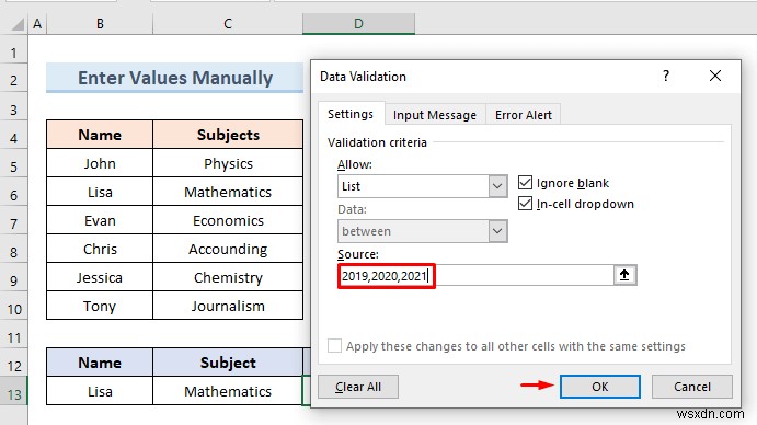 สร้างรายการแบบหล่นลงของ Excel จากตาราง (5 ตัวอย่าง)