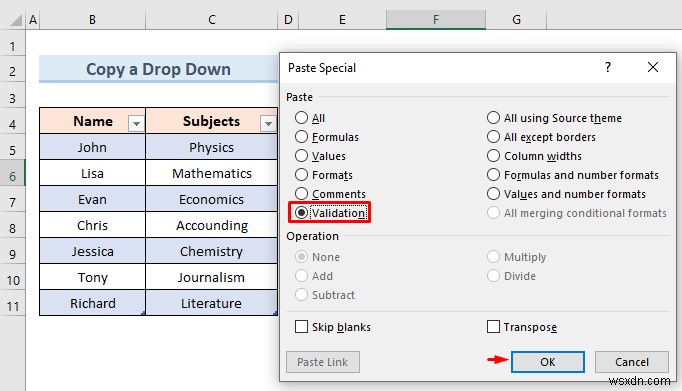 สร้างรายการแบบหล่นลงของ Excel จากตาราง (5 ตัวอย่าง)