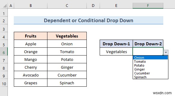 สร้างรายการแบบหล่นลงของ Excel จากตาราง (5 ตัวอย่าง)