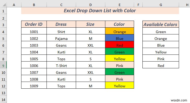 วิธีการสร้างรายการแบบหล่นลงของ Excel พร้อมสี (2 วิธี)