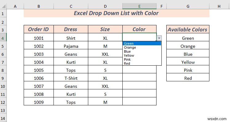 วิธีการสร้างรายการแบบหล่นลงของ Excel พร้อมสี (2 วิธี)