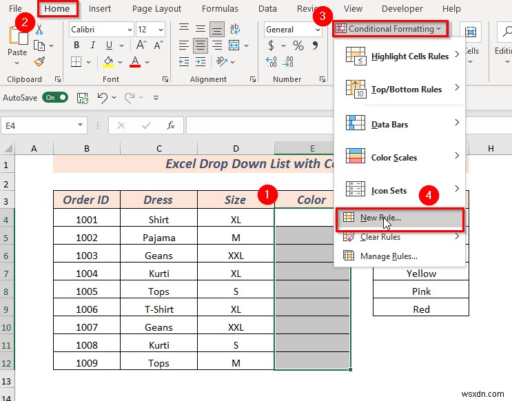 วิธีการสร้างรายการแบบหล่นลงของ Excel พร้อมสี (2 วิธี)