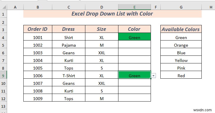 วิธีการสร้างรายการแบบหล่นลงของ Excel พร้อมสี (2 วิธี)