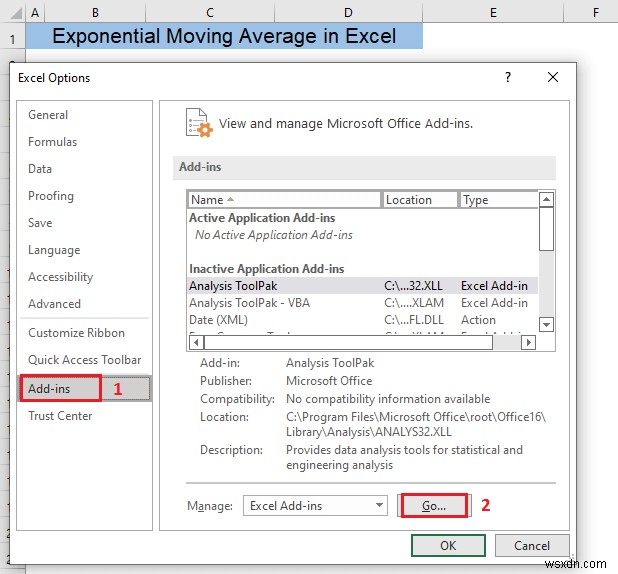 วิธีการคำนวณค่าเฉลี่ยเคลื่อนที่แบบเอ็กซ์โพเนนเชียลใน Excel