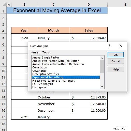 วิธีการคำนวณค่าเฉลี่ยเคลื่อนที่แบบเอ็กซ์โพเนนเชียลใน Excel