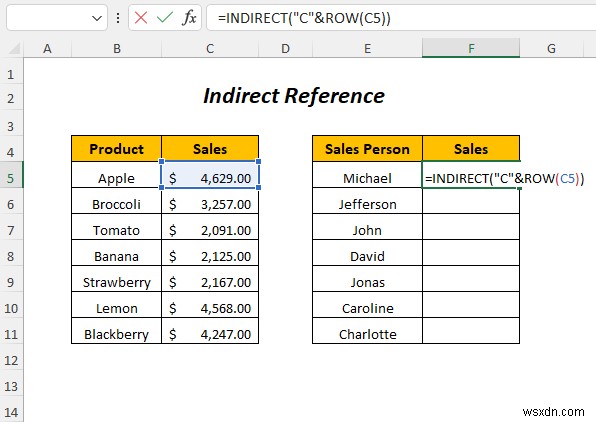 วิธีใช้ที่อยู่ทางอ้อมใน Excel (4 ตัวอย่าง)