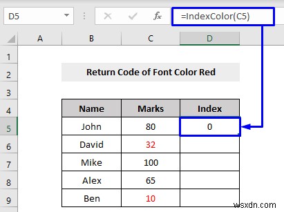 VBA เพื่อตรวจสอบว่าสีฟอนต์เป็นสีแดงหรือไม่ จากนั้นส่งคืนผลลัพธ์ใน Excel