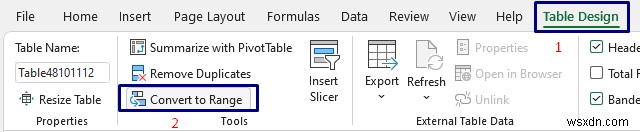 วิธีลบรูปแบบเป็นตารางใน Excel