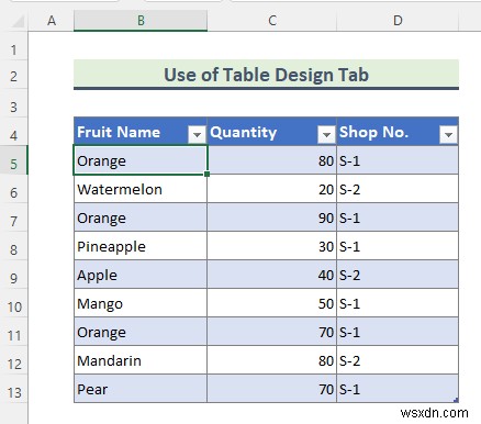 วิธีลบรูปแบบเป็นตารางใน Excel