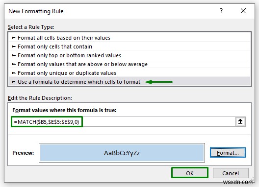 ไฮไลต์เซลล์ที่มีข้อความจากรายการใน Excel (7 วิธีง่ายๆ)