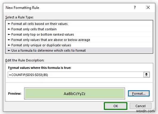 ไฮไลต์เซลล์ที่มีข้อความจากรายการใน Excel (7 วิธีง่ายๆ)