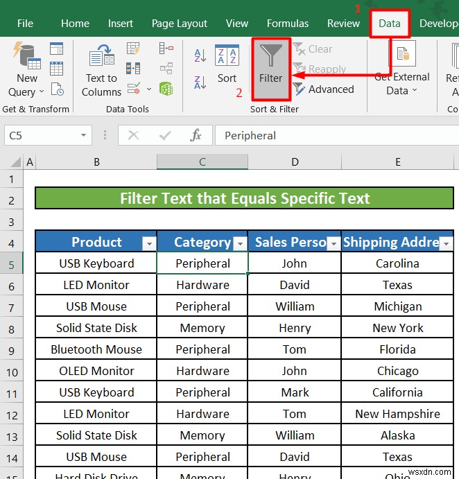 วิธีใช้ตัวกรองข้อความใน Excel (5 ตัวอย่าง)