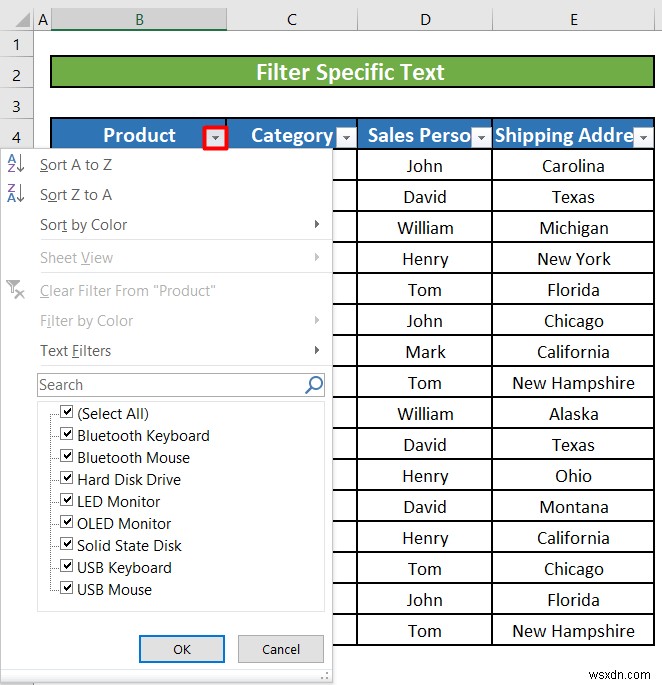 วิธีใช้ตัวกรองข้อความใน Excel (5 ตัวอย่าง)