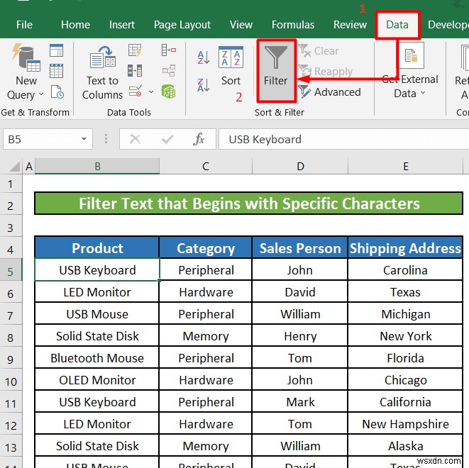 วิธีใช้ตัวกรองข้อความใน Excel (5 ตัวอย่าง)