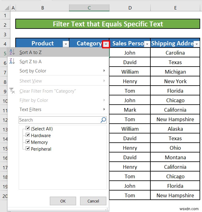 วิธีใช้ตัวกรองข้อความใน Excel (5 ตัวอย่าง)