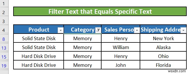 วิธีใช้ตัวกรองข้อความใน Excel (5 ตัวอย่าง)