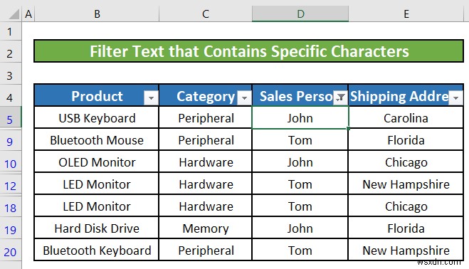 วิธีใช้ตัวกรองข้อความใน Excel (5 ตัวอย่าง)