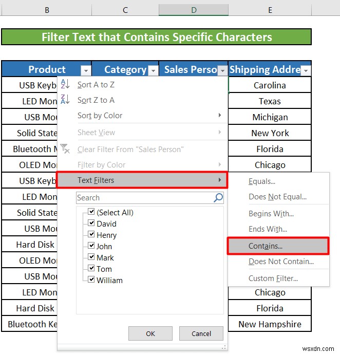 วิธีใช้ตัวกรองข้อความใน Excel (5 ตัวอย่าง)