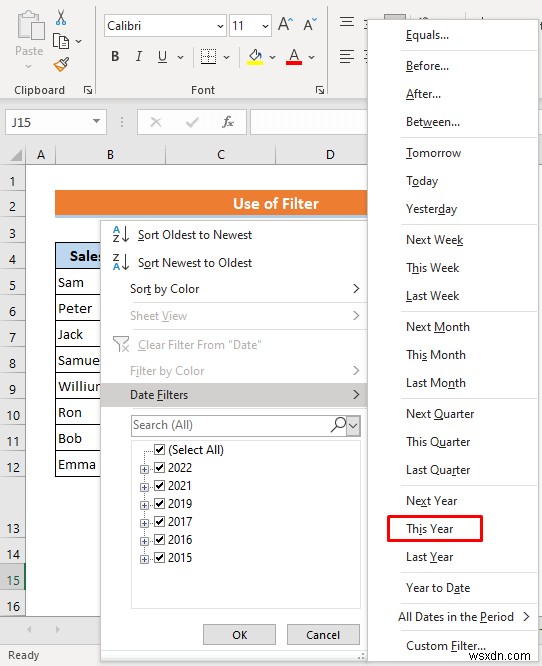 วิธีการกรองตามวันที่ใน Excel (4 วิธีด่วน)