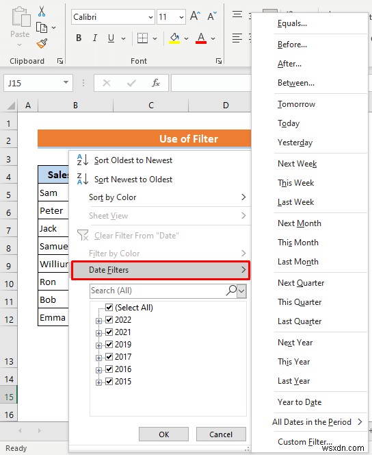 วิธีการกรองตามวันที่ใน Excel (4 วิธีด่วน)