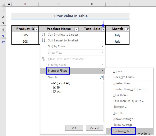 วิธีการกรองแบบกำหนดเองใน Excel (5 วิธี)