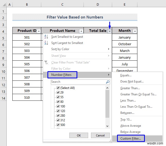 วิธีการกรองแบบกำหนดเองใน Excel (5 วิธี)