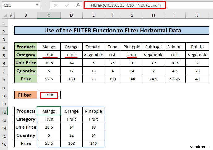 วิธีการกรองข้อมูลแนวนอนใน Excel (3 วิธี)