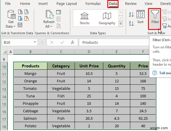 วิธีการกรองข้อมูลแนวนอนใน Excel (3 วิธี)