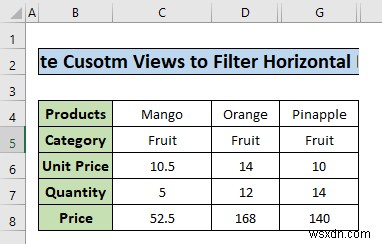 วิธีการกรองข้อมูลแนวนอนใน Excel (3 วิธี)