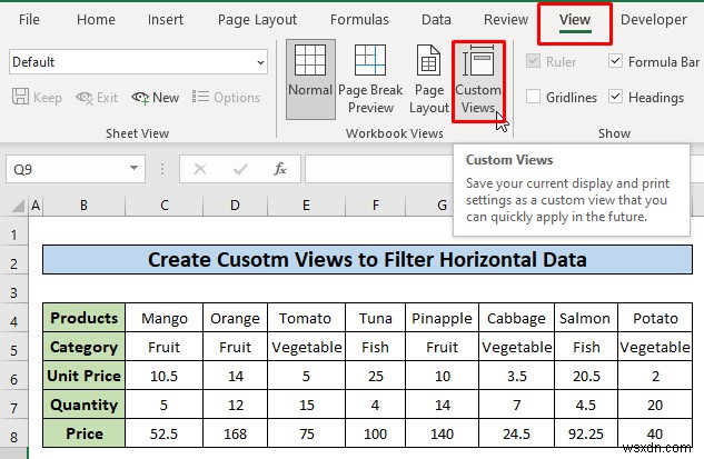 วิธีการกรองข้อมูลแนวนอนใน Excel (3 วิธี)