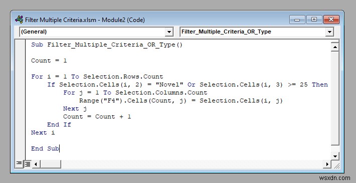 กรองเกณฑ์หลายเกณฑ์ใน Excel ด้วย VBA (ทั้งประเภท AND และ OR)