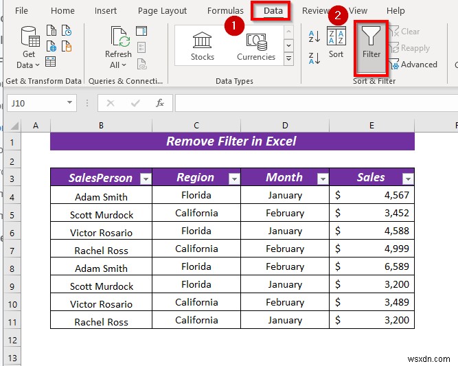 วิธีการลบตัวกรองใน Excel (5 วิธีที่ง่ายและรวดเร็ว)