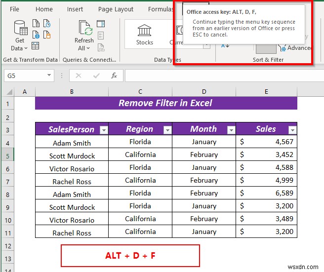 วิธีการลบตัวกรองใน Excel (5 วิธีที่ง่ายและรวดเร็ว)