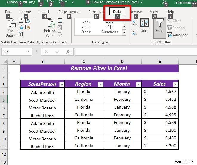 วิธีการลบตัวกรองใน Excel (5 วิธีที่ง่ายและรวดเร็ว)