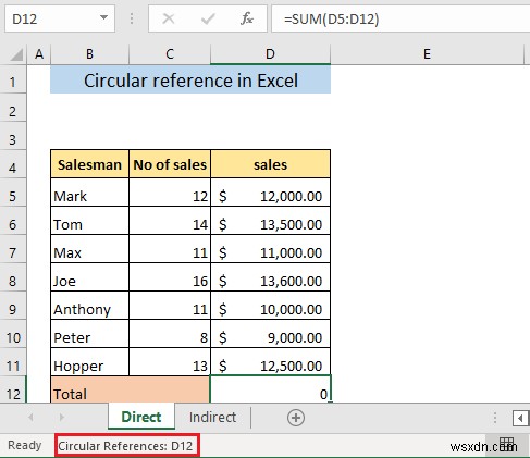 การอ้างอิงแบบวงกลมใน Excel คืออะไร