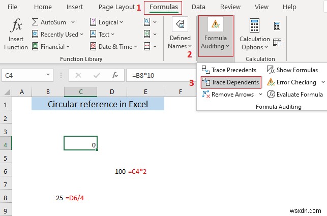 การอ้างอิงแบบวงกลมใน Excel คืออะไร