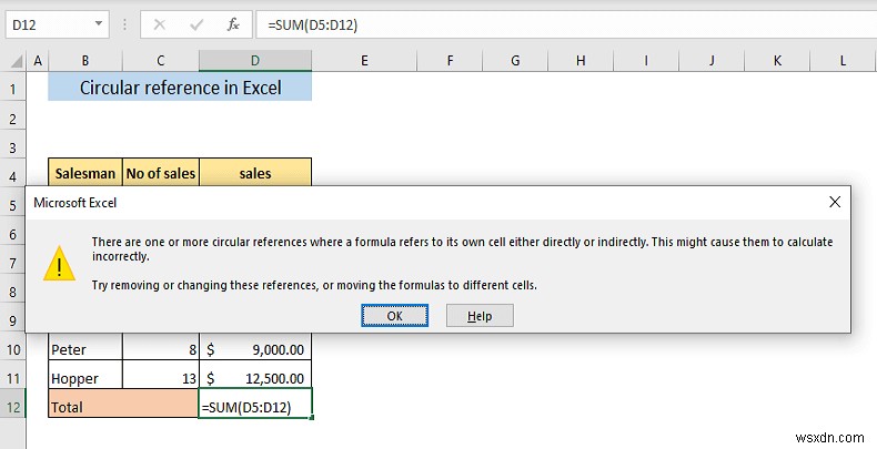 การอ้างอิงแบบวงกลมใน Excel คืออะไร