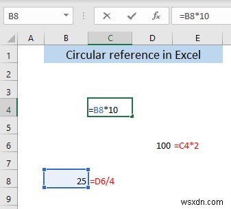 การอ้างอิงแบบวงกลมใน Excel คืออะไร