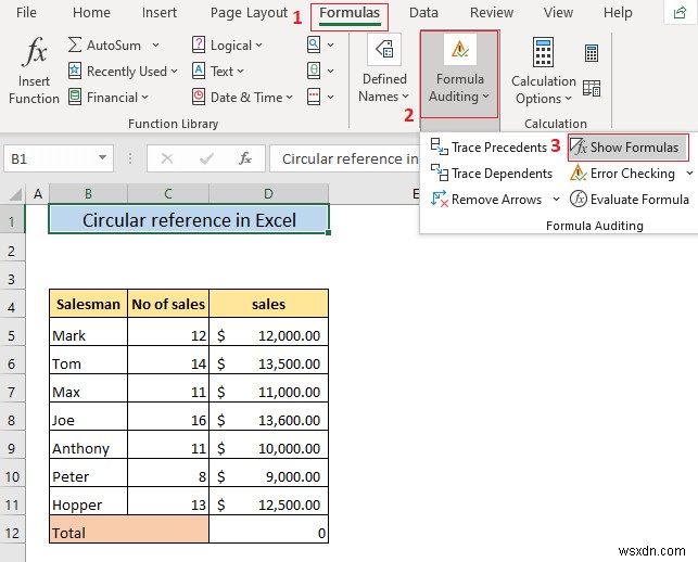 การอ้างอิงแบบวงกลมใน Excel คืออะไร