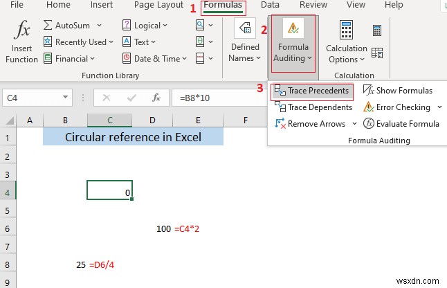 การอ้างอิงแบบวงกลมใน Excel คืออะไร