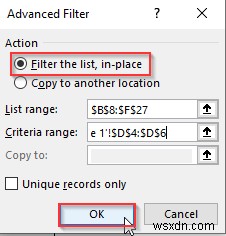 ใช้ตัวกรองขั้นสูงตามเกณฑ์หลายเกณฑ์ในคอลัมน์เดียวใน Excel