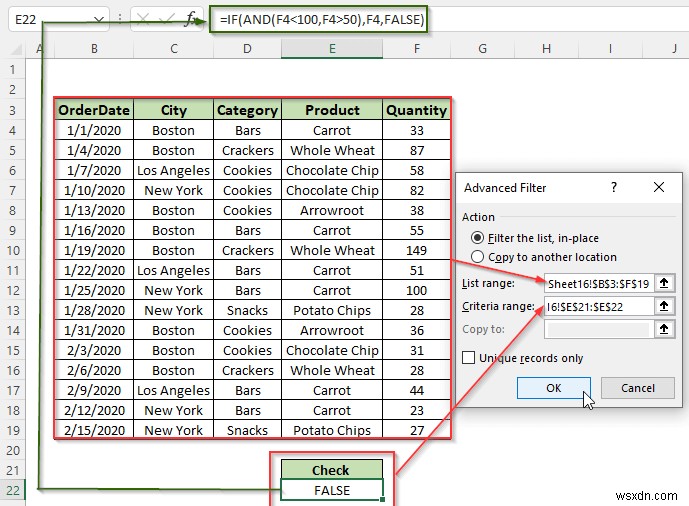 ใช้ตัวกรองขั้นสูงตามเกณฑ์หลายเกณฑ์ในคอลัมน์เดียวใน Excel